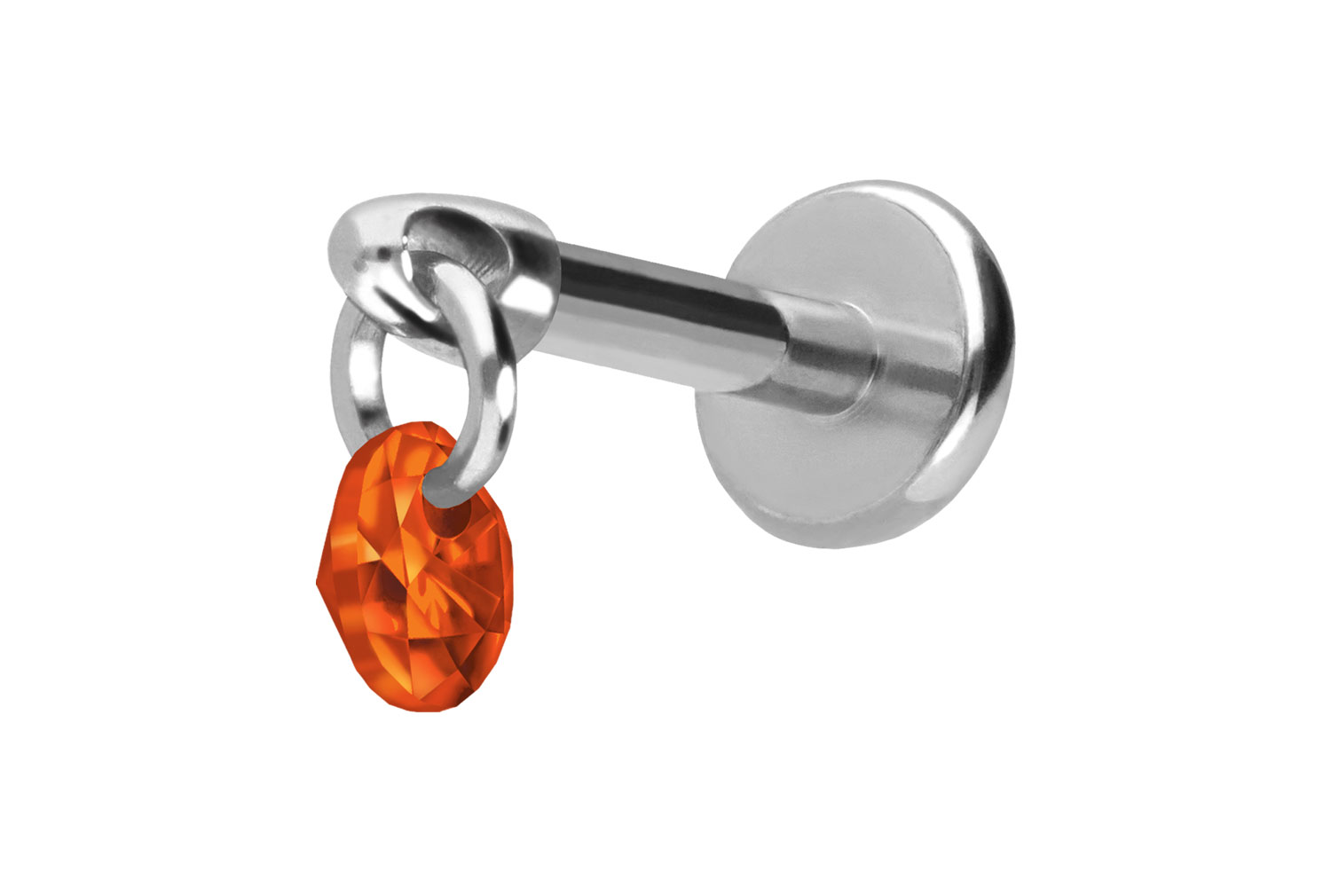 Titan Labret Piercing mit Push Fit RUNDER KRISTALL